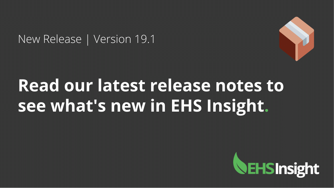 New EHS software release 19.1